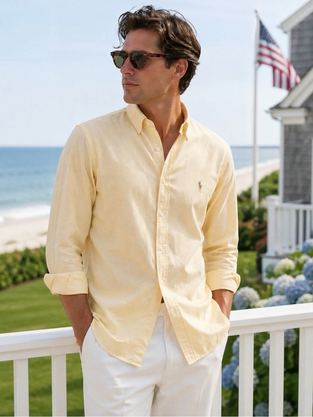 Men’s polo Ralph Lauren butter Yellow Button-Down Shirt - Classic Oxford